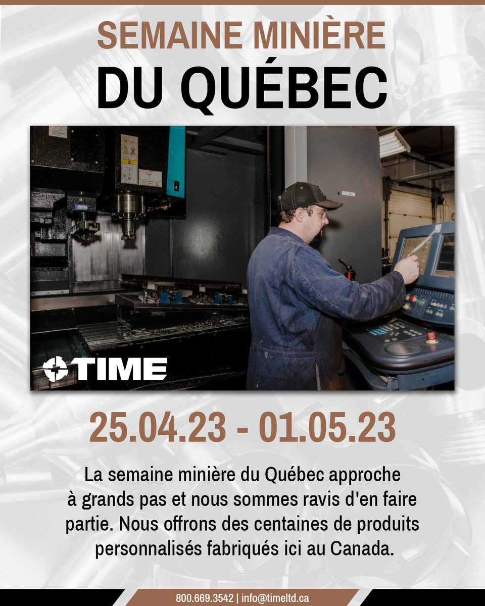 La semaine minière du Québec approche à grands pas et nous sommes ravis d'en faire partie. Nous offrons des centaines de produits personnalisés fabriqués ici au Canada. 25.04.23 - 01.05.23
