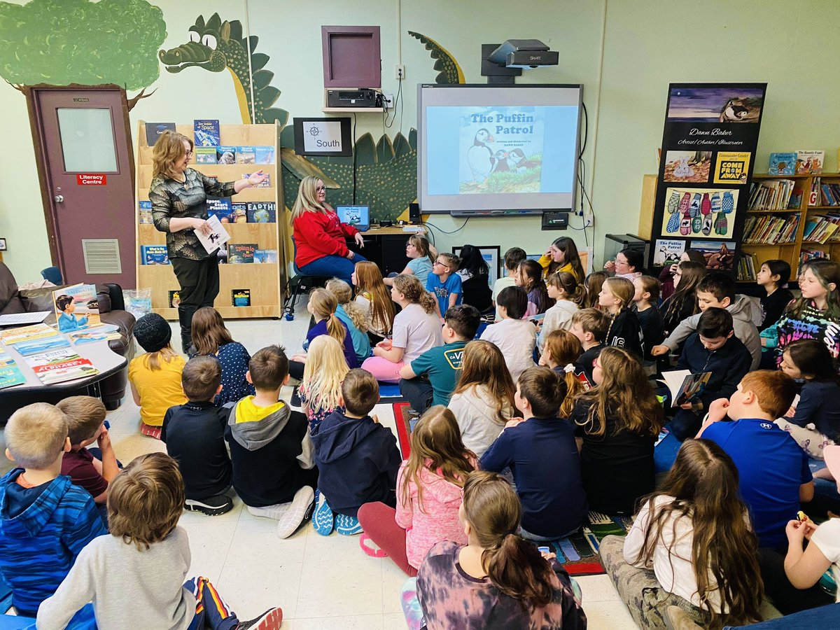 woodlandprim's tweet photo. Thank you @dawnbakerart for spending the day with us! We love sharing your collection of children’s books with our young students! Today was a wonderful day and we are beyond grateful for our stunningly beautiful original painting! Please come again soon! ♥️📚@NLESDCA https://t.co/NNWoD6vctO