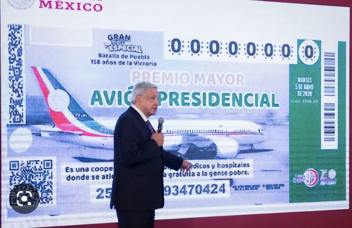 Después de 4 años de boletos/rifas/maromas se vendió el avión presidencial, a un precio mucho menor de lo que costó. El país perdió $126 millones de dólares en una transacción que fue un espectáculo político más que un buen negocio.  El gobierno celebra pérdidas, no ganancias.