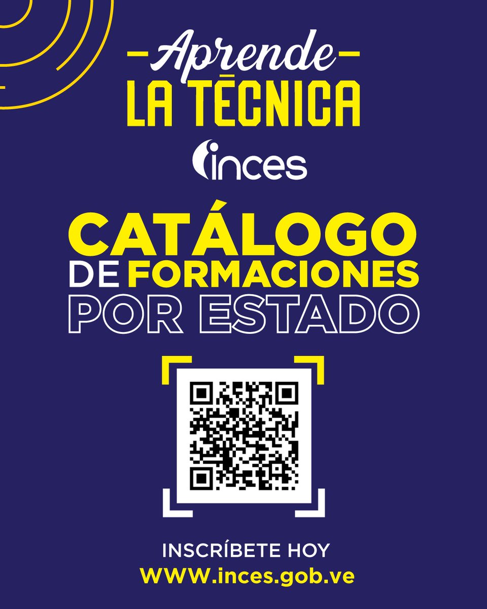 ✏ ¿Quieres conocer las opciones que tenemos para ti? ✏

Ingresa en nuestro Catálogo de Formaciones por estados del país 🇻🇪  

Solo deberás escanear el código QR 

#FórmateEnElInces #JuegosDeportivosALBA