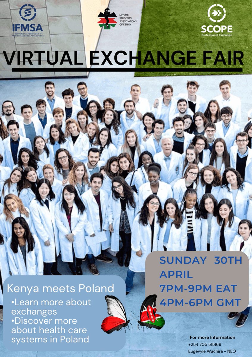 🔅🥳Get ready for a virtual journey across two continents as SCOPE presents Kenya meets Poland at our Exchange Fair! 😉 Join us on April 30th to explore healthcare systems, learn about different cultures, and connect with students from around the world. 💙💙💙

🔅See you then 💙