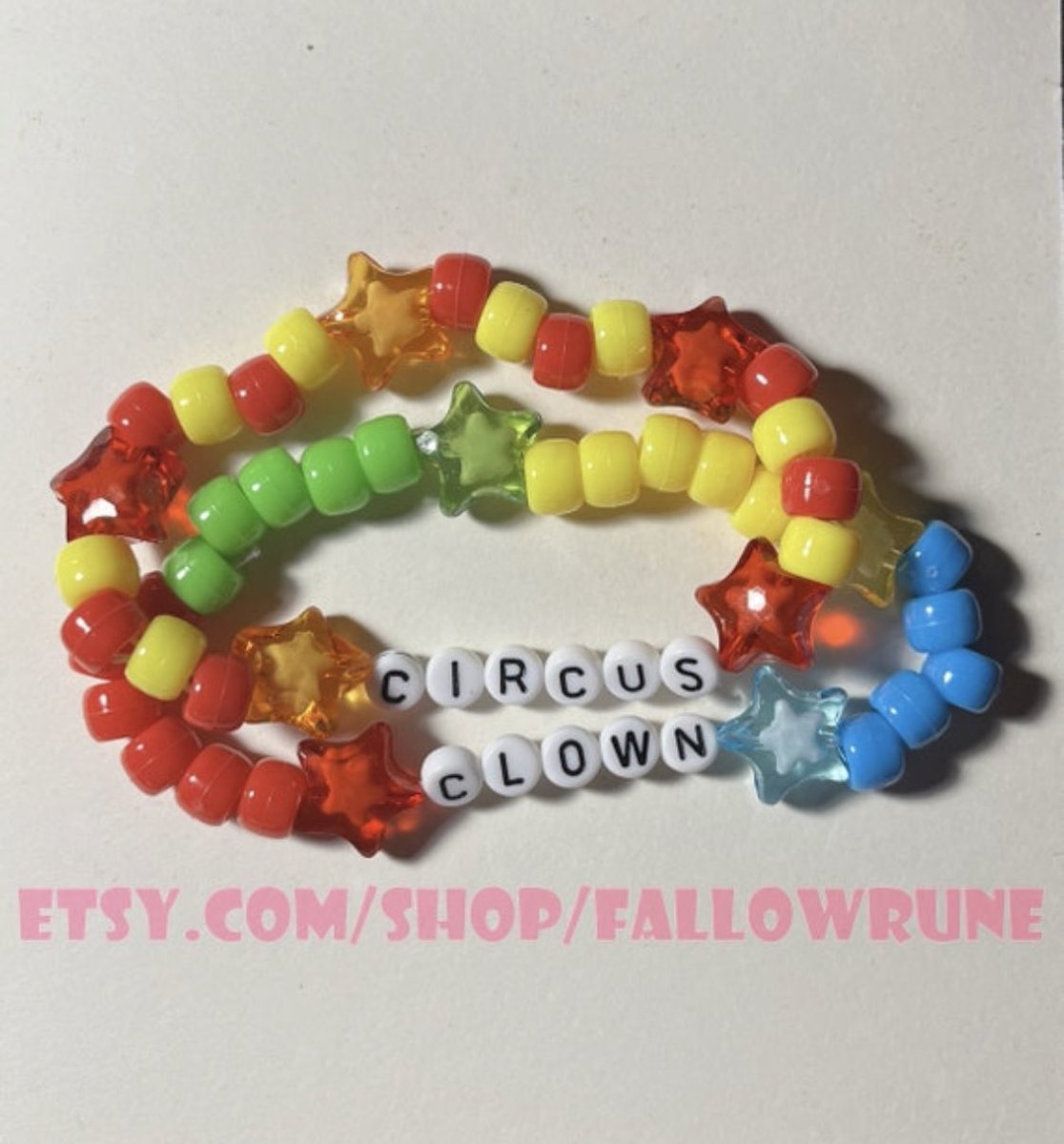 fallowrune's tweet photo. new items available now!!
link in reply!!

“Trans Rights” sticker sets!
Handmade pair of heart earrings!
“Circus Clown” kandi bracelet set! https://t.co/ZkAFukKSFd