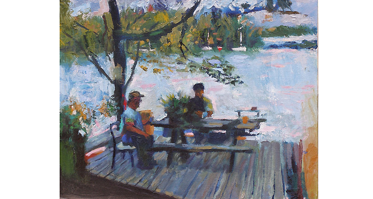Marc Poirier will exhibit new paintings at Slates Restaurant May 7 through June 4. Half of the proceeds from the exhibit will benefit the Hallowell Food Pantry. There will be an opening reception on Sunday, May 7 from 6:00 to 8:00 pm. bit.ly/40tGpKS