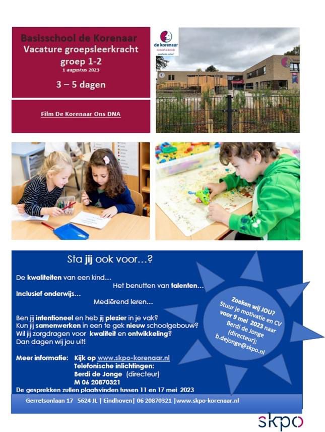 vimeo.com/814515915/ab82…

Vacature! Groep 1-2, full- of parttime. 
#inclusiefonderwijs #vacature #onderwijs #basisschool #eindhoven