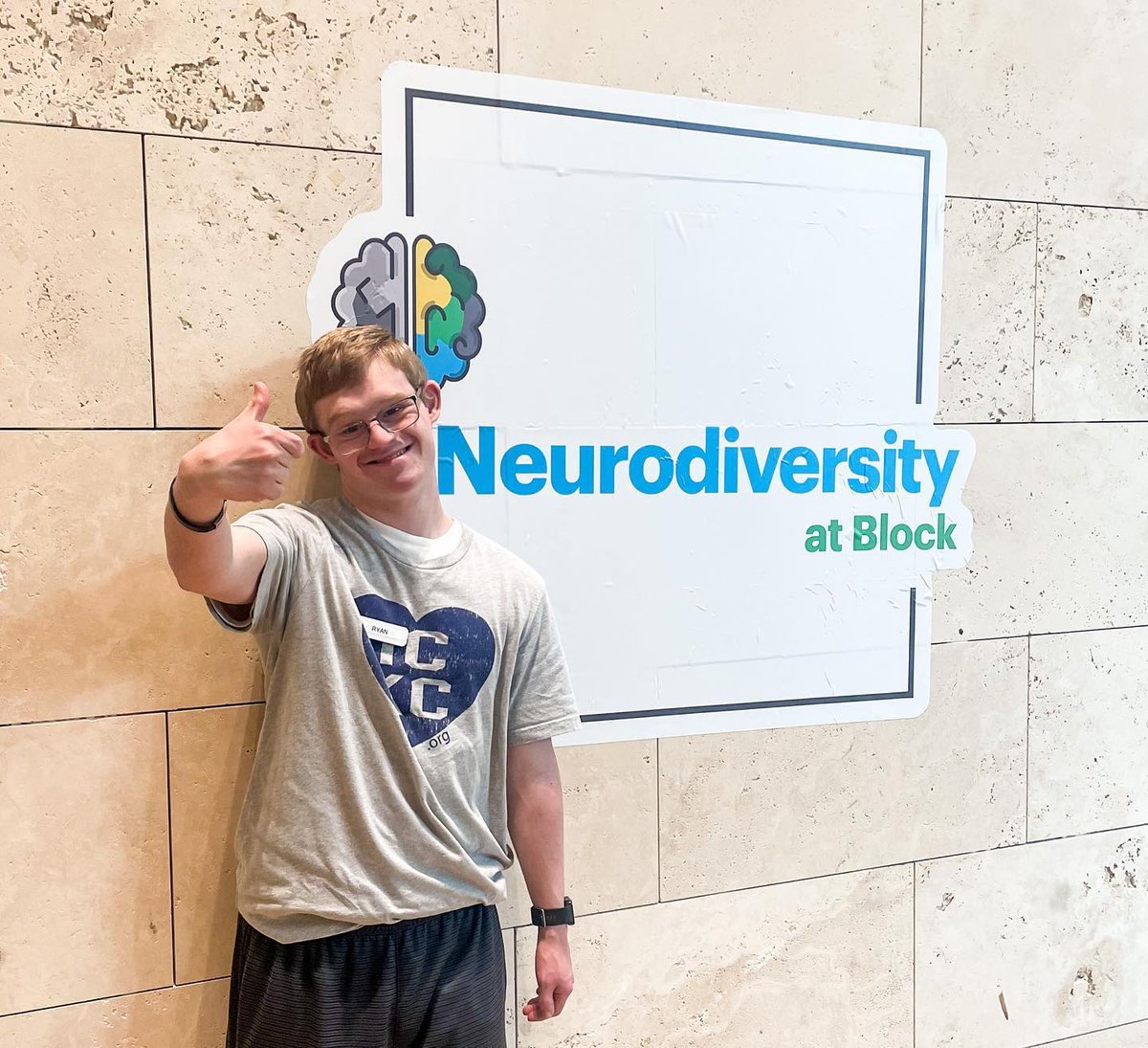 ICKCConnections's tweet photo. All of us at Pawsabilities, and our Paws student Ryan, want to give a big thank you to @hrblock for hosting Neurodiversity Day at the company's headquarters in Kansas City, Missouri! #neurodiversity #autismawarenessmonth #pawsabilities https://t.co/8eol56UpuW