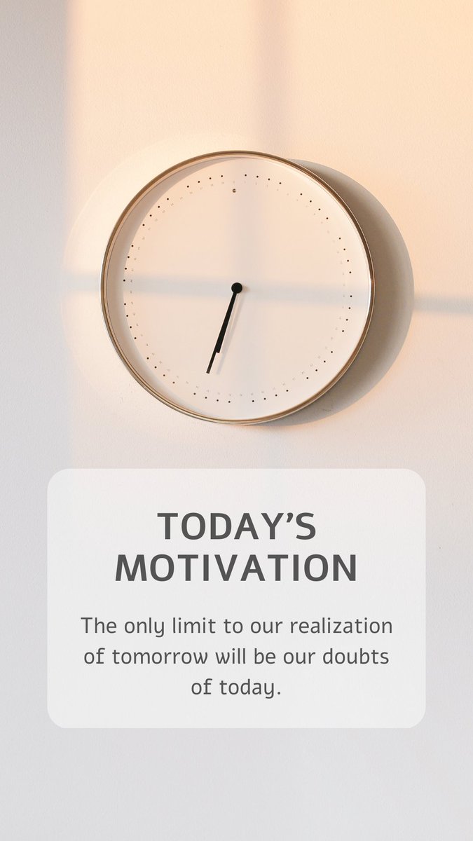 Today Motivaton : 
The only limit to our realization of tomorrow will be our doubts of today.
#motivation #inspiration #motivationalquotes #lifestyle #follow #happy #selflove
