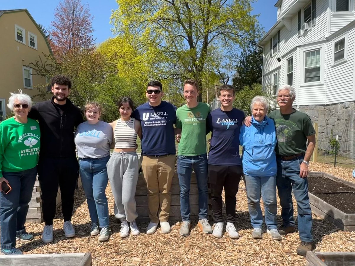 LasellSGA's tweet photo. Happy Earth Day from SGA! Our event this morning with Lasell Village and Holway Early Childhood Center was a success, and the Community Garden has never looked better! #studentgovernmentassociation #earthday #laselluniversity https://t.co/N8tWdcvJlT