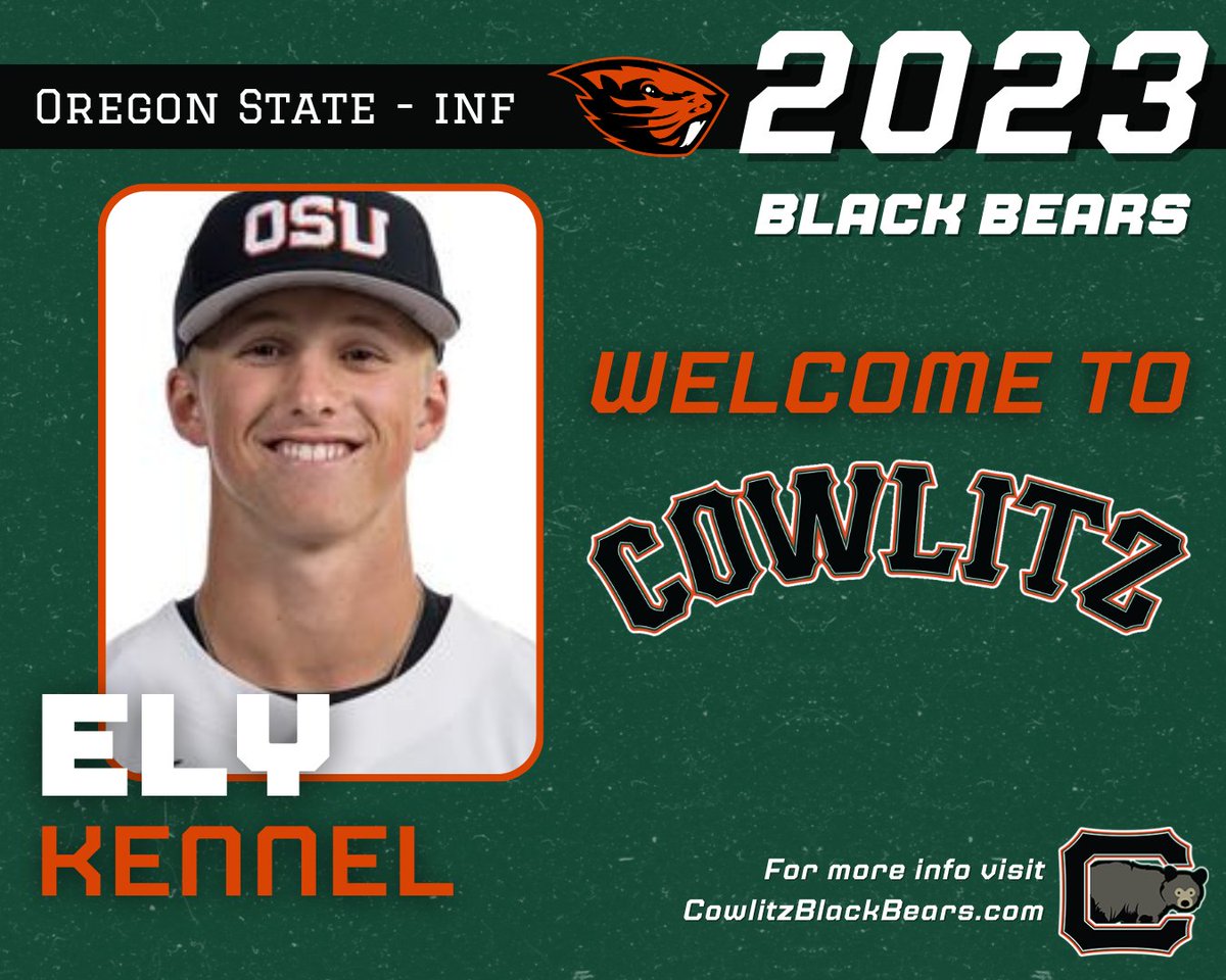 Cowlitz Black Bears (@cowlitzbbears) on Twitter photo The Black Bears have added <a href="/BeaverBaseball/">Oregon State Baseball</a> infielder <a href="/ElyKennel/">ely kennel</a>! Kennel is a highly touted draft prospect who was ranked as the top high school shortstop out of the Beaver State last season. We look forward to watching this exciting young talent play in Cowlitz this summer 💥 The Black Bears have added <a href="/BeaverBaseball/">Oregon State Baseball</a> infielder <a href="/ElyKennel/">ely kennel</a>! Kennel is a highly touted draft prospect who was ranked as the top high school shortstop out of the Beaver State last season. We look forward to watching this exciting young talent play in Cowlitz this summer 💥