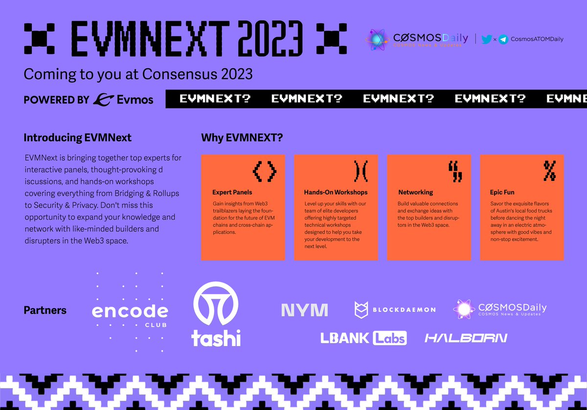 TKRAirdrop's tweet photo. π¨ Ready to level up your #Web3 skills?
π₯ Join top experts at @EVMNext 2023 for interactive panels, hands-on workshops, and networking opportunities
π
Apr 27, 2023
π Austin, TX
π Register now: https://t.co/lwz4pVDEtD
@EvmosOrg @consensus2023
#EVMNext #Evmos https://t.co/DsCvD0eE4T