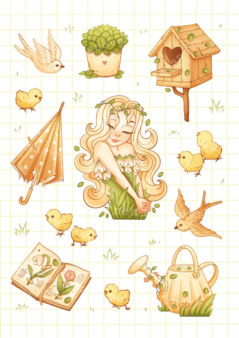 juicy_arty's tweet photo. Sweet dreams 💖✨

I'm trying very hard to finish a new work for the collection, but I can't achieve the result I need. 😟 So keep the spring illustration for now to lift the mood 🥰

(These stickers are also available for purchase) https://t.co/sfA2AvMegE