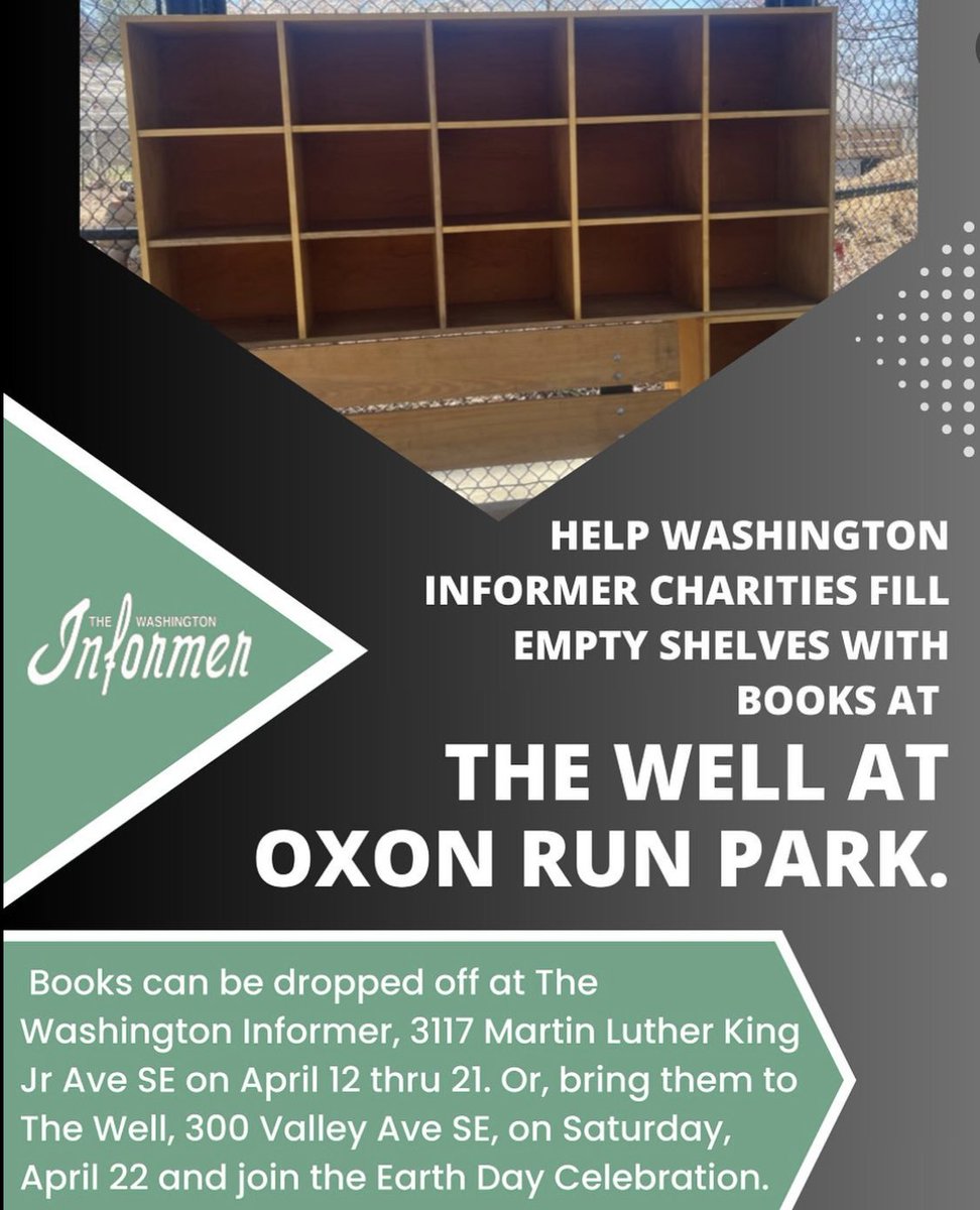 CM Christina Henderson (@cmchenderson) on Twitter photo Tomorrow: Drop off your book donations at <a href="/Ward8WELL/">The Well at Oxon Run by DC Greens</a> (300 Valley St. SE) but stay for the Earth Day celebration!
The Well is an amazing, welcoming community space that has activities and demonstrations for residents of ALL ages. Tomorrow: Drop off your book donations at <a href="/Ward8WELL/">The Well at Oxon Run by DC Greens</a> (300 Valley St. SE) but stay for the Earth Day celebration!
The Well is an amazing, welcoming community space that has activities and demonstrations for residents of ALL ages.