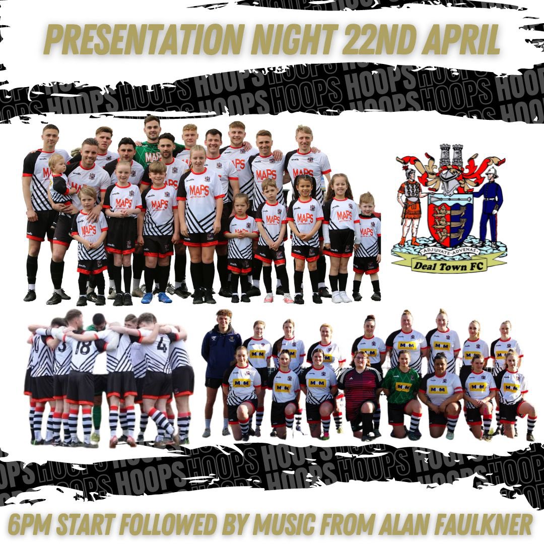 DealTownFC's tweet photo. Don’t forget it’s our final League game of the season tomorrow! Please come and get behind the boys ⚽️

It’s a must win game🤞🏻

End of season presentation post-match with all three of our senior teams. Everyone welcome 🗣️ https://t.co/q257vZ5l9D