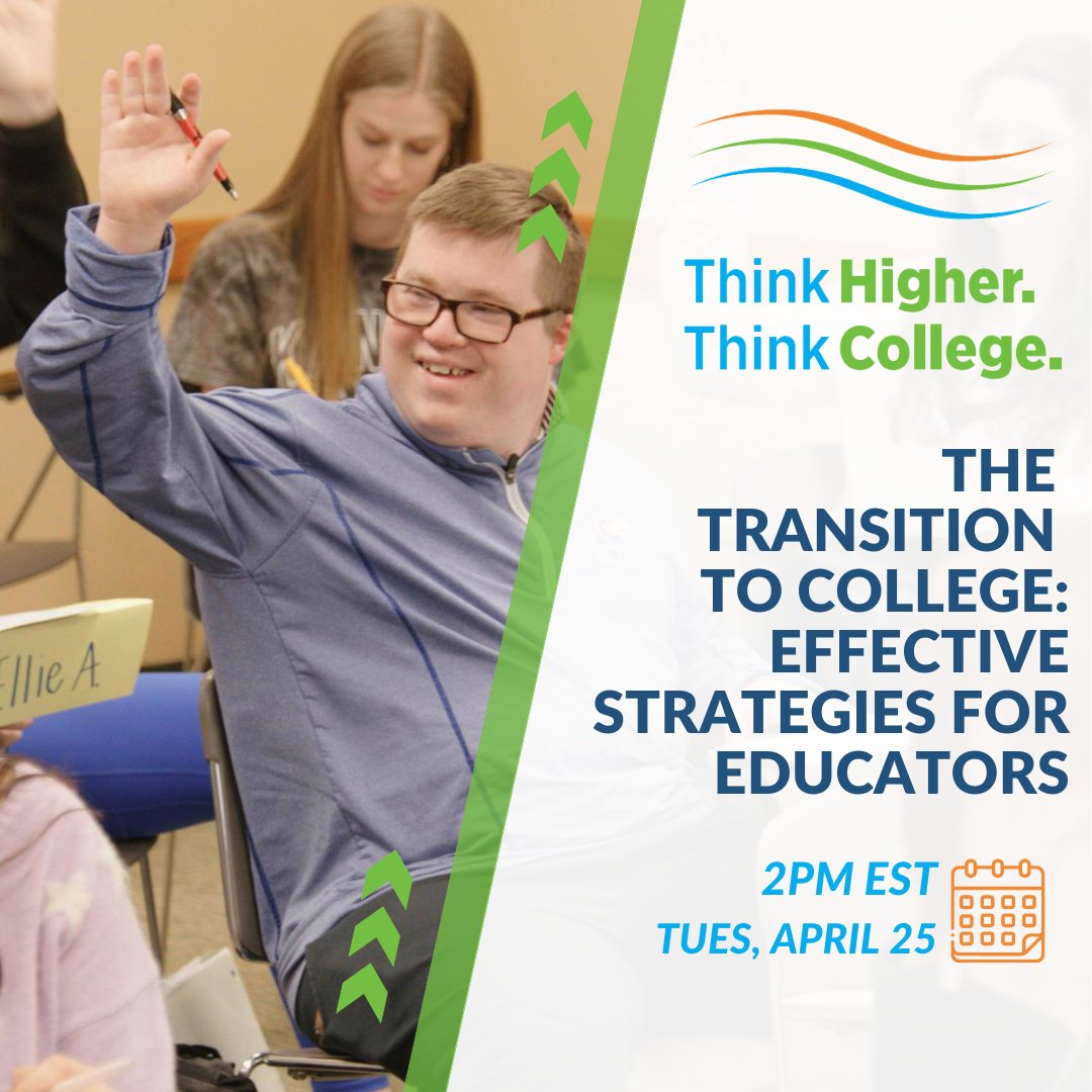 thinkcollegeICI's tweet photo. Teachers! We have tons of strategies and information for you about #InclusiveHigherEd, presented by other teachers. Don't miss the Think Higher. Think College session on TUES 4/25 at 2pm just for you! Register now! #ThinkHigher #ThinkCollege #THTC https://t.co/ZNoq4F5Bux https://t.co/3Xn49vwWCn