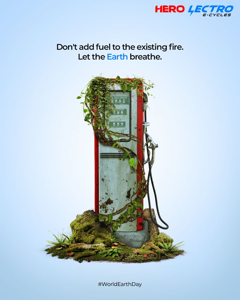 HeroLectro's tweet photo. You pay the price of fuel but the Earth pays with its life. Switch to electric and let the planet breathe!
#WorldEarthDay
#HeroLectro #Hero #CityCommute #CityExploration #eCycles #ebikes #Cycling #ElectricVehicles #FutureOfCommute #RideTheCharge #RideWithPride #WantItFlauntIt https://t.co/ZkBd6JsBET