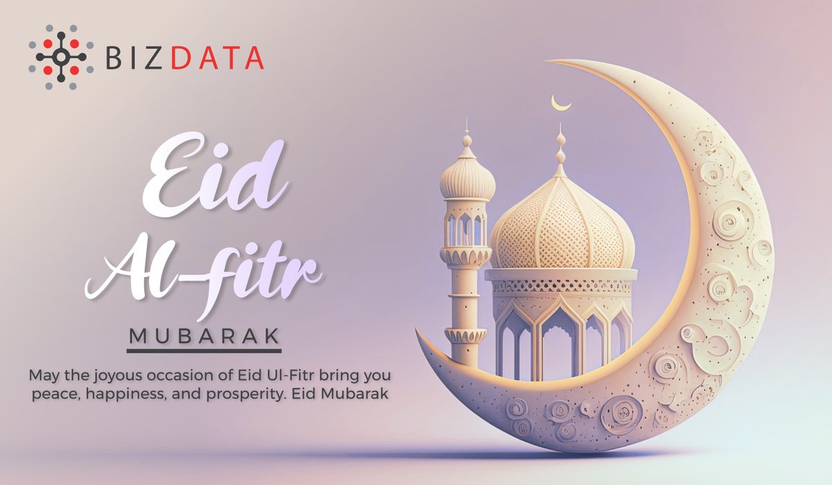 From all of us here at @Bizdata we wish you all a blessed and prosperous Eid al-Fitr.
#EidMubarak #eid #eid23 #TogetherApart #CelebrateDiversity #eidalfitr