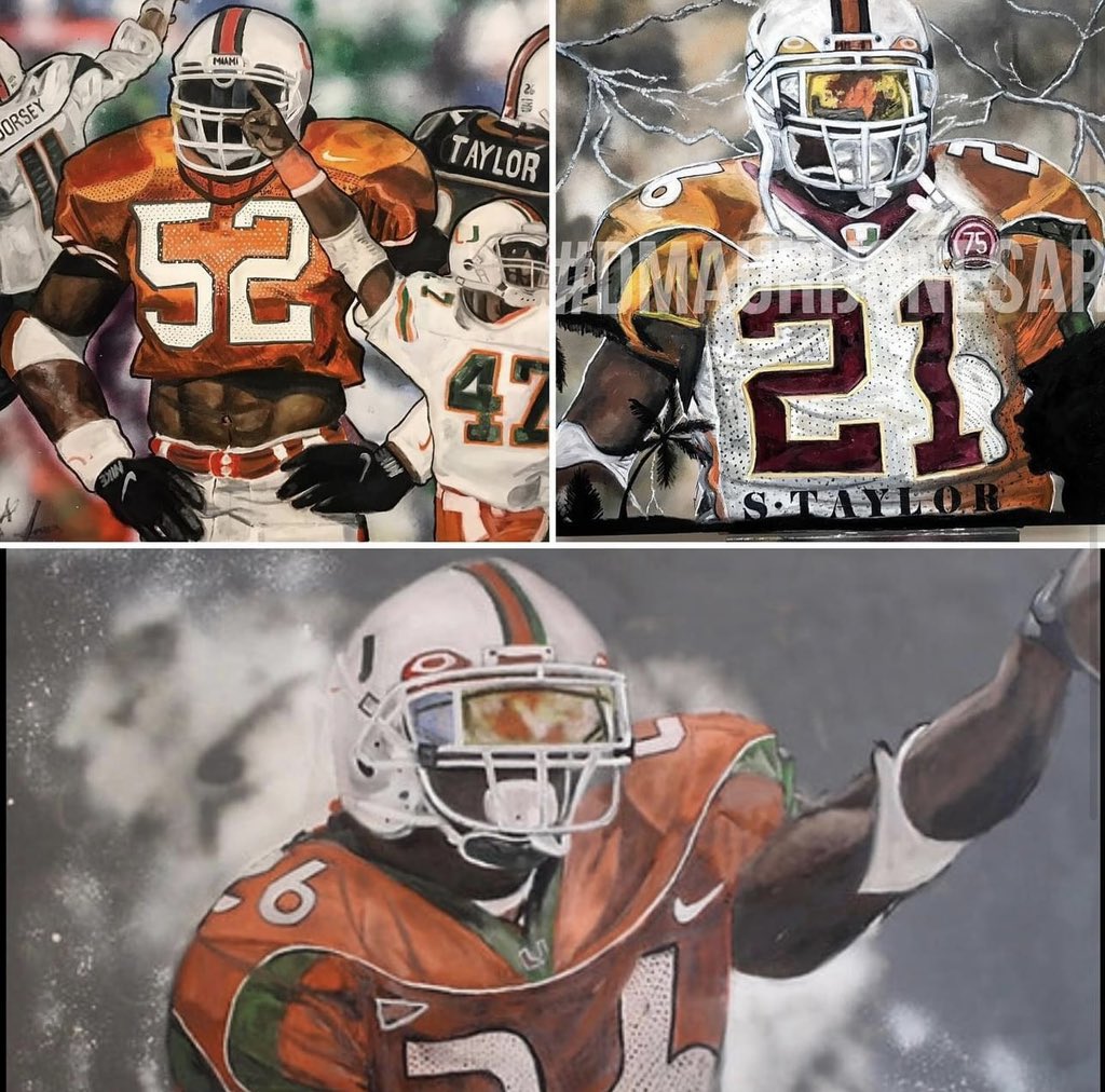 A canes special is today! I will be letting these go for $100 each, they are limited! The size is 24X18”.  Gone ahead tell a friend to tell a friend. 🙌🏾🎨🔥👨🏾‍🎨
•
•
 #canesfootball #miamihurricanes #miamiart #artviral #painter #artist #football