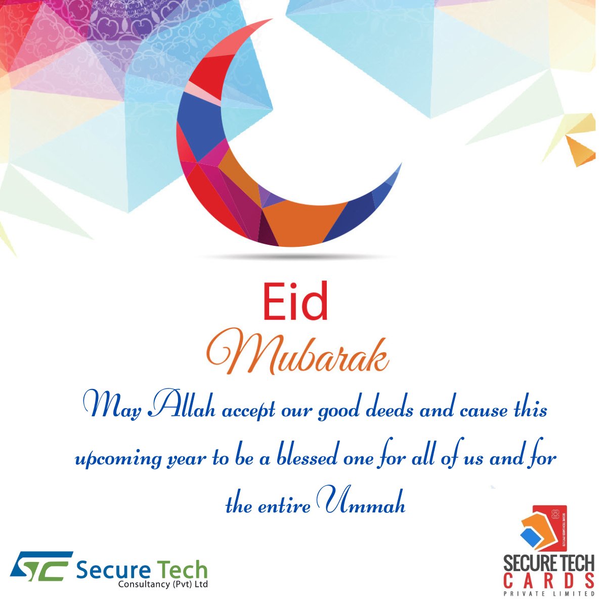 stconsultancy's tweet photo. Eid-ul-Fitr Mubarak!  
Wishing you all peace, harmony, happiness, good health &amp; prosperity on this auspicious occasion of Eid.
#EidUlFitr #EidMubarak @Securetechcards https://t.co/1QAkXB4yJP