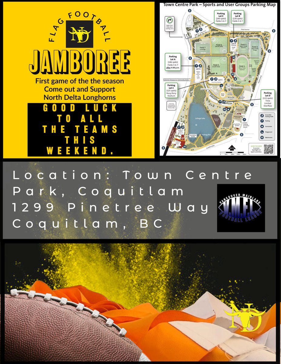 LonghornsND's tweet photo. JOIN US THIS WEEKEND AND CHEER ON  North Delta Longhorns NDFA  for the first Flag Football Jamboree, April 22,2023.
Good Luck to all the Teams this weekend!
PLEASE remember to arrive early, this weekend to find parking, the park will be busy due to Earth Day Event taking place. https://t.co/Bmvxi62nBp