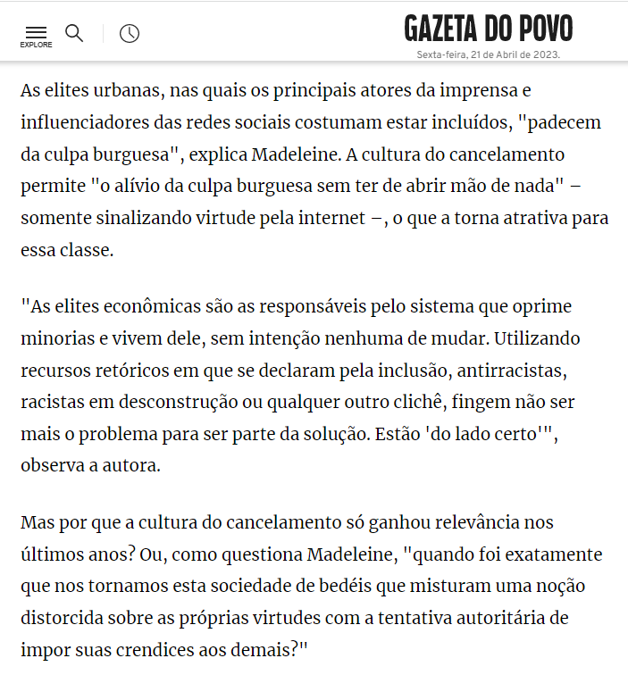 madeleinelacsko's tweet photo. Aqui um trecho da matéria e o link para você comprar o Cancelando o Cancelamento.

https://t.co/gmjAOcsqJE https://t.co/NiDSkkzY8h
