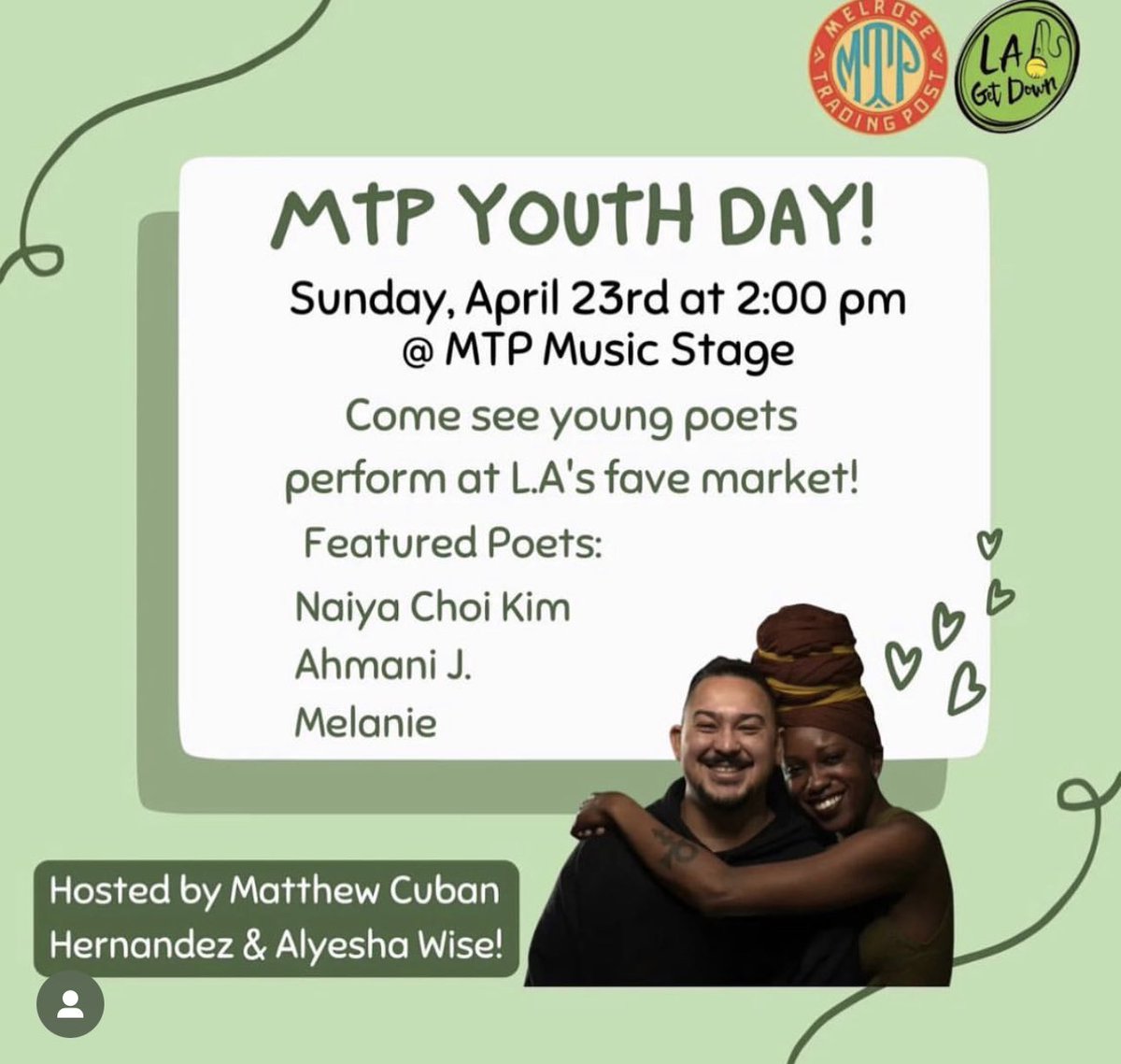 DaPoetryLounge's tweet photo. HAPPY FRIDAY! We are closing out National Poetry Month next week with these amazing events! Mark your calendars! SWIPE ➡️ FOR OUR APRIL LINE-UP 🔥. #DPLTUESDAYS! GREENWAY x DPL https://t.co/js34n2srGP