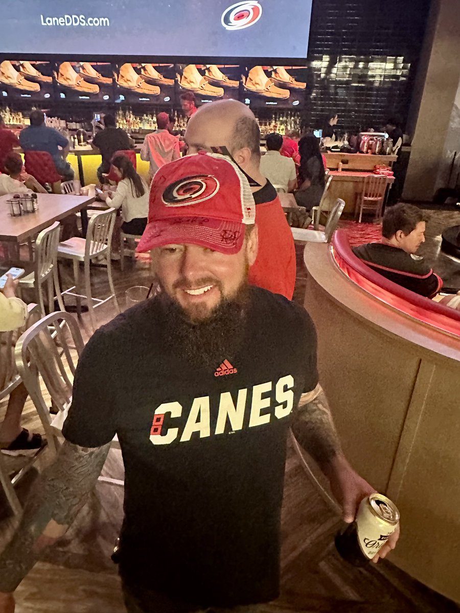groofornc's tweet photo. Won an autographed hat for winning a beer bucket holding contest #LetsGoCanes https://t.co/0Rpo5G7FQW