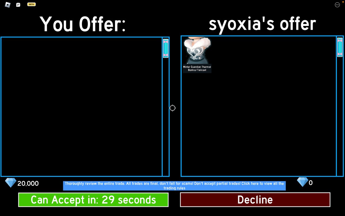 anilikesherself's tweet photo. bought back another winter guardian corset for fun #roblox #rh #royalehigh #trade #trades #trading #tradinghub #profit #profittrading #wfl #winfairlose #winterguardian https://t.co/DFdqPsiWHL