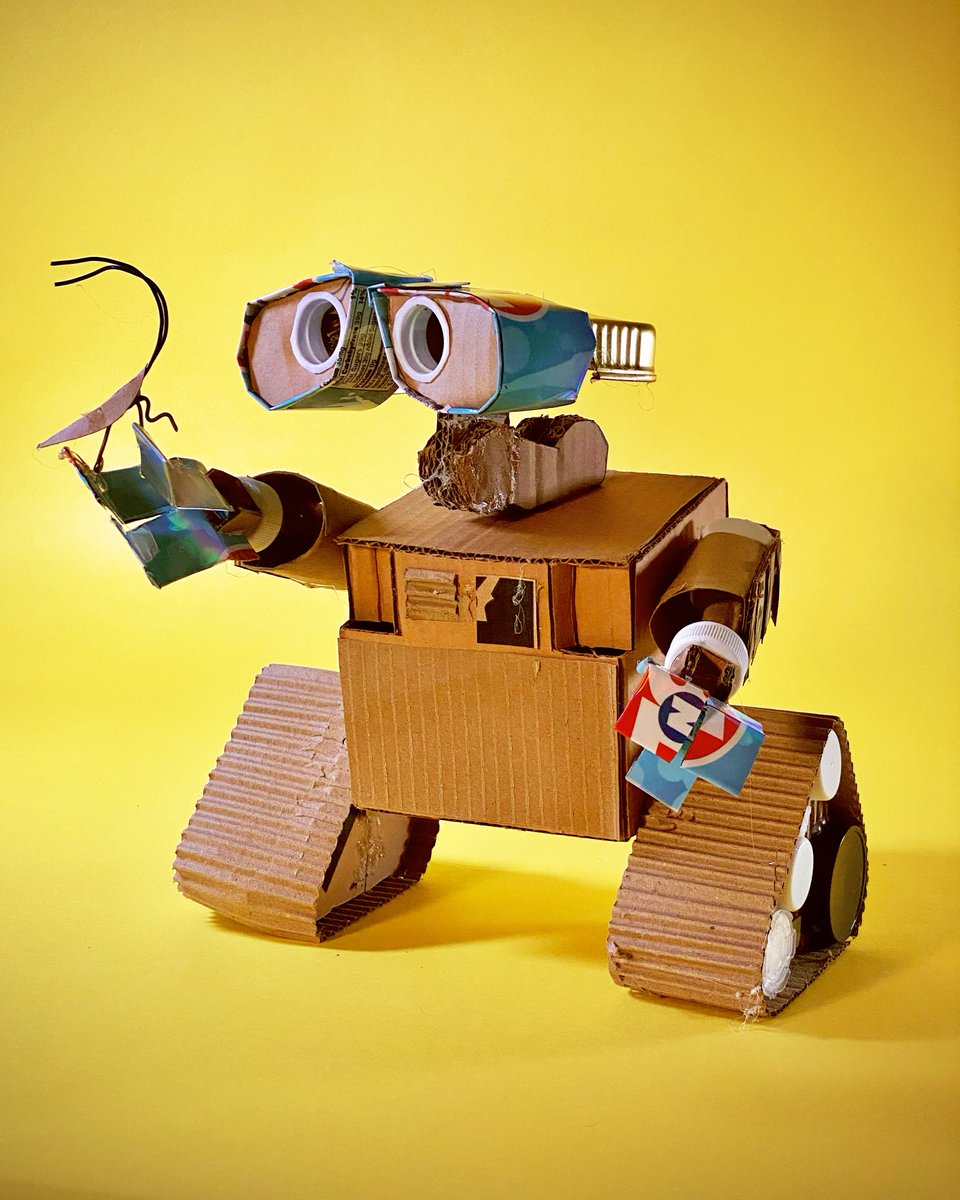 Pixar's tweet photo. Ta-dah! Your favorite waste allocator made entirely of repurposed litter! ♻️ #EarthDay #EarthMonth https://t.co/ARkI8bJnlD