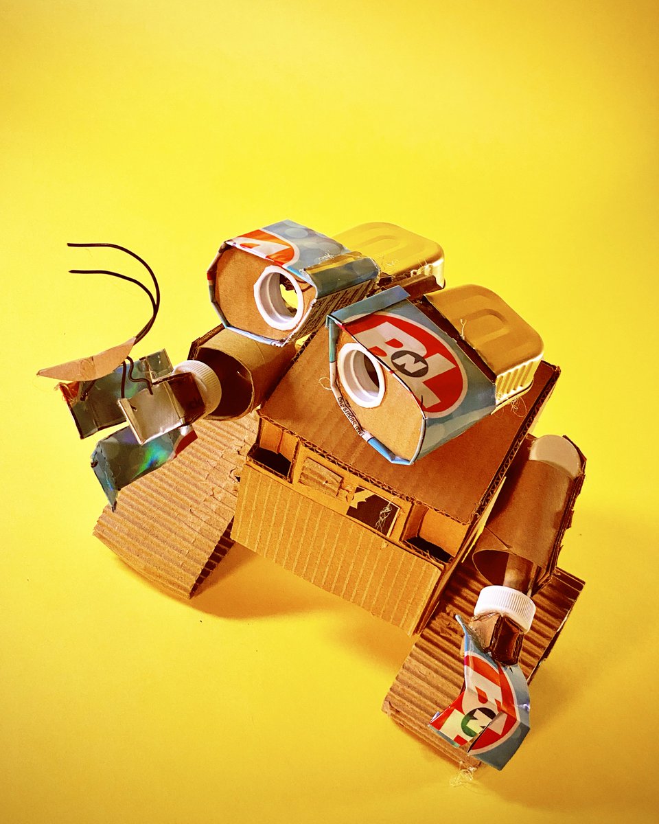Pixar's tweet photo. Ta-dah! Your favorite waste allocator made entirely of repurposed litter! ♻️ #EarthDay #EarthMonth https://t.co/ARkI8bJnlD