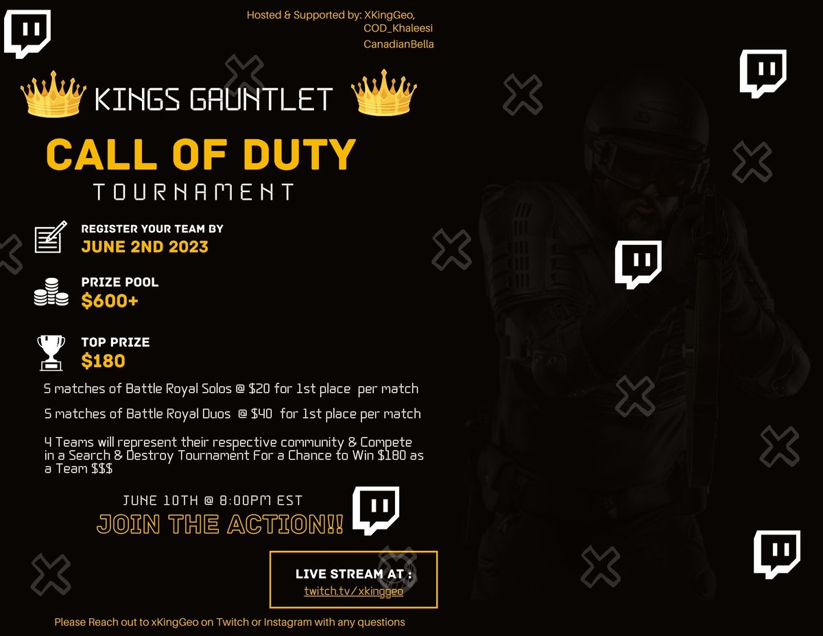 xKingGeo's tweet photo. Here are the official flyer promo and rules for the tournament happening on June 10. Please react to this post using the reaction below to confirm you have seen this. Also reach out to me via DM if you would like to participate in the tournament. At the moment, this is for subs https://t.co/XYJRL1xPD5