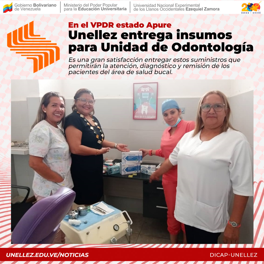 UnellezOficial_'s tweet photo. En este sentido, la Vicerrectora manifestó que es una gran satisfacción entregar estos suministros que permitirán la atención, diagnóstico y remisión de los pacientes del área de salud bucal. https://t.co/T27urGozpM
#Unellez #VPDR #Apure
#JuegosDeportivosALBA https://t.co/7gIqnqQAJo