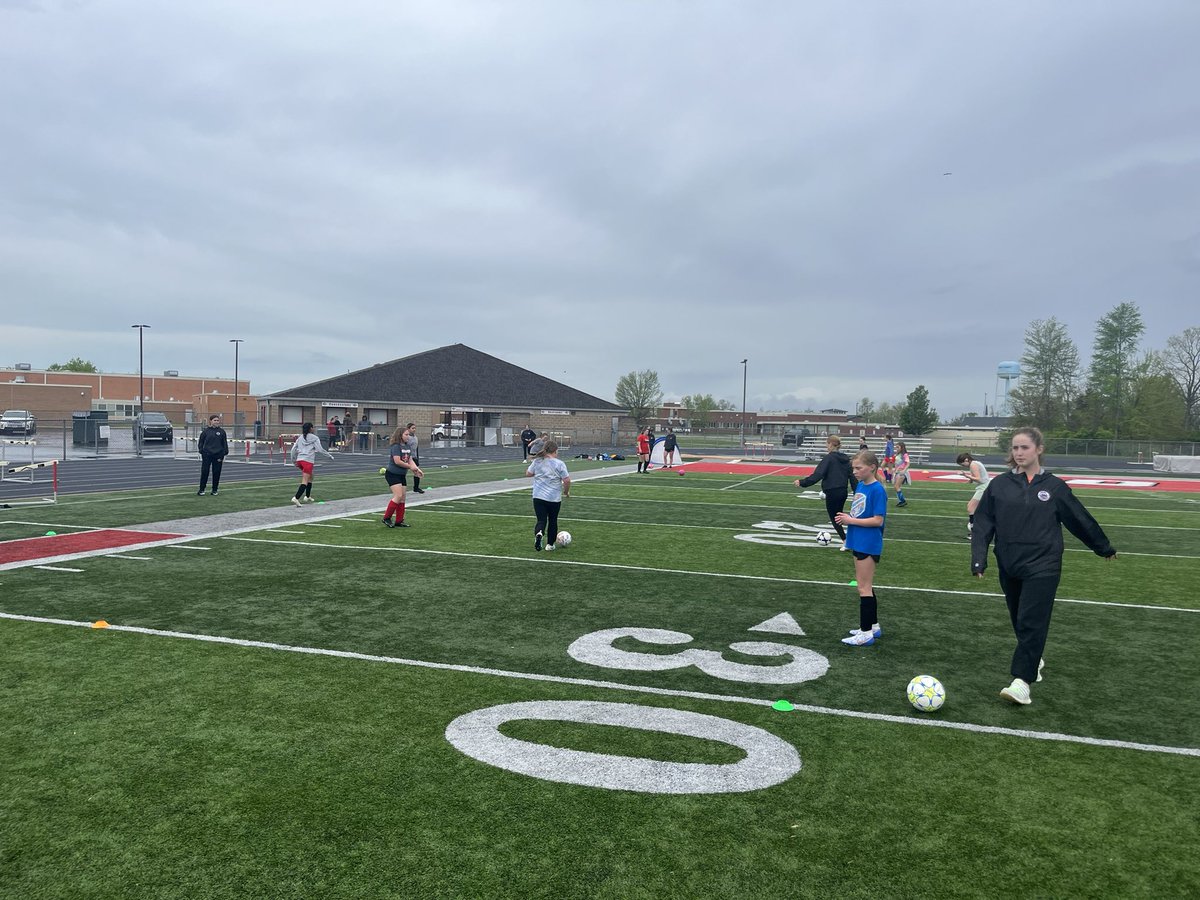 CoachEdwinJr's tweet photo. What a fun evening as Goshen Women’s Soccer volunteered to coach a practice for the GYSA U11 Girls Ramsey team! Current stars coaching future stars! Thanks to Caroline, Kaylie, Allyson, Kaelyn, Maranda, and Eliza!

#ReachThePeak

@Goshen_Athletic 
@GoshenWarriors 
@GoshenLocal https://t.co/xRcP0ZJjfL