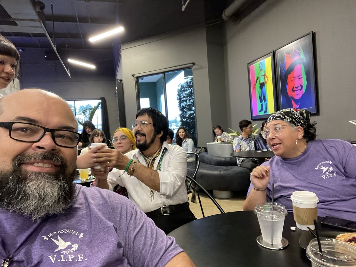 rgvipf's tweet photo. Look his in the audience for The 16th Annual Rio Grande Valley International Poetry Festival at commonspace in McAllen College & University Poets Reading. @ #UTRGV #vipf23 #vipf2023 Diosa X and Nephtali De Leon #SAPL https://t.co/OLqnxEbEpe