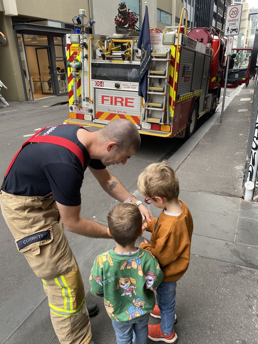 Thanks to Stu from the MFB, jumped out of the truck when he saw the boys having a look and gave them a sticker. Day made. <a href="/MFB_NEWS/">MFB</a>