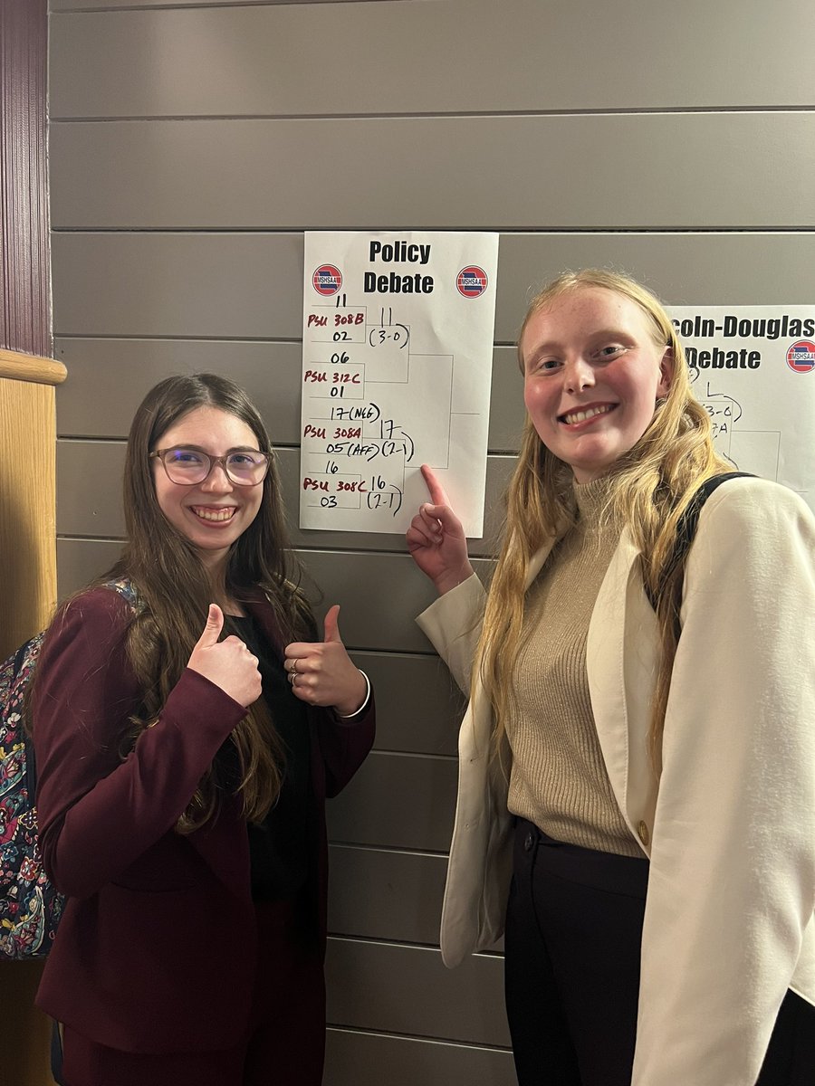 Making GV history advancing to semi finals at the state tournament in policy debate! Carmen Myers and Gabrielle Holman!