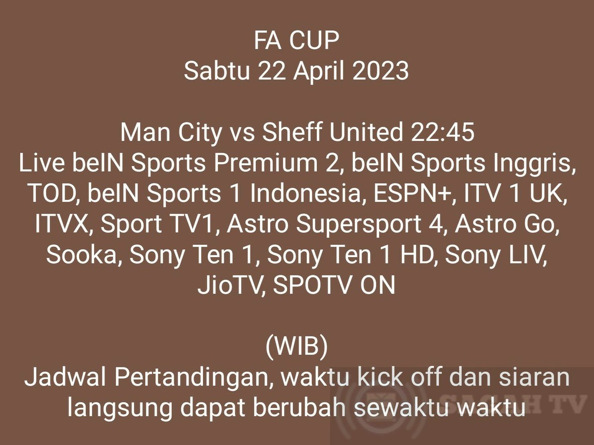 sagahtvlive on Twitter "RT sagahtvlive Jadwal Siaran Langsung FA