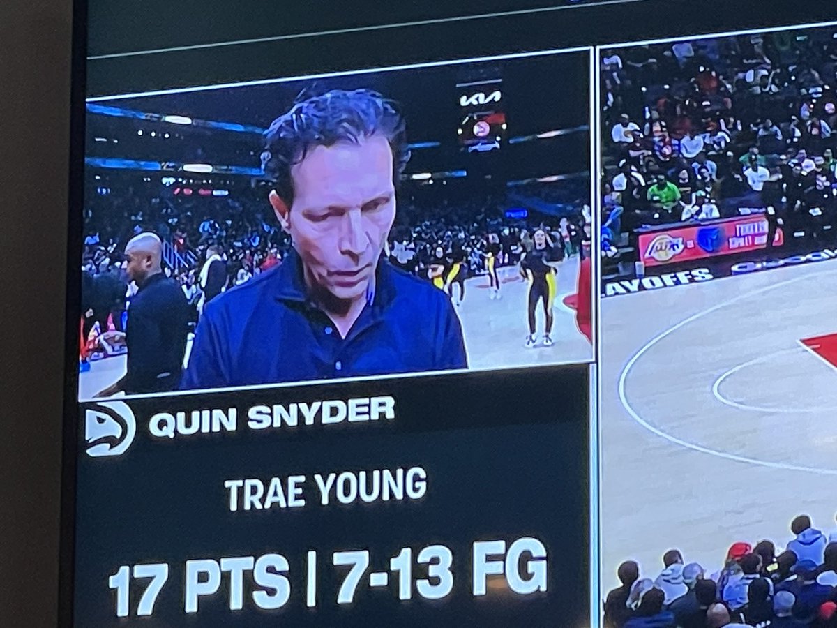 SheaSerrano's tweet photo. quin snyder in-game interviews it always looks like he’s being asked about a hostage negotiation scenario he was in charge of that ended poorly https://t.co/UAl02gs1Gy