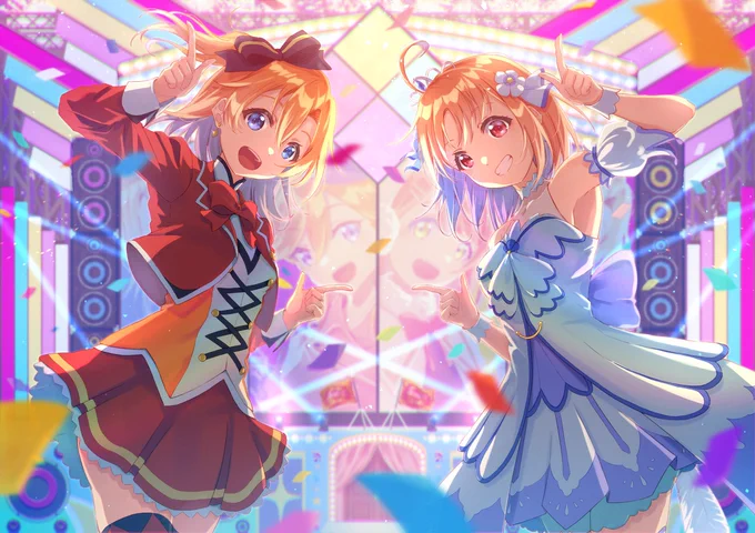 去年の穂乃果ちゃん&amp;千歌ちゃん誕生日イラストです#再掲したらフォロワーが増えるらしい#lovelive 