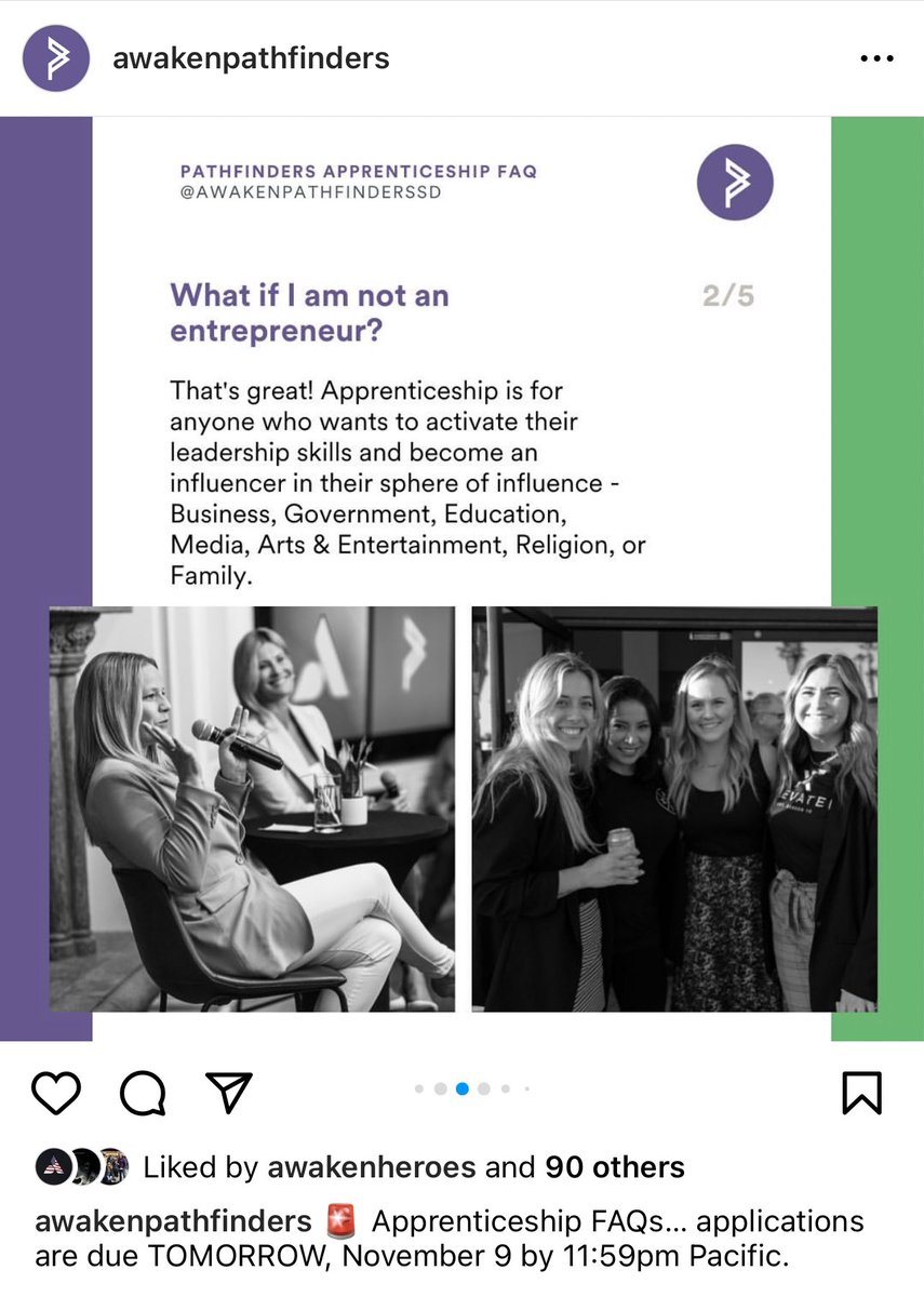 AwakenExposed's tweet photo. Check out the scam that is #AwakenPathfinders: so they will make you an expert in literally every career field?? It’s $550 a month for 5 months AND you have to serve at the March Breakfast (what??) and that last slide is just about generic and vague as you can get. #scam https://t.co/rR8SvjXmvq