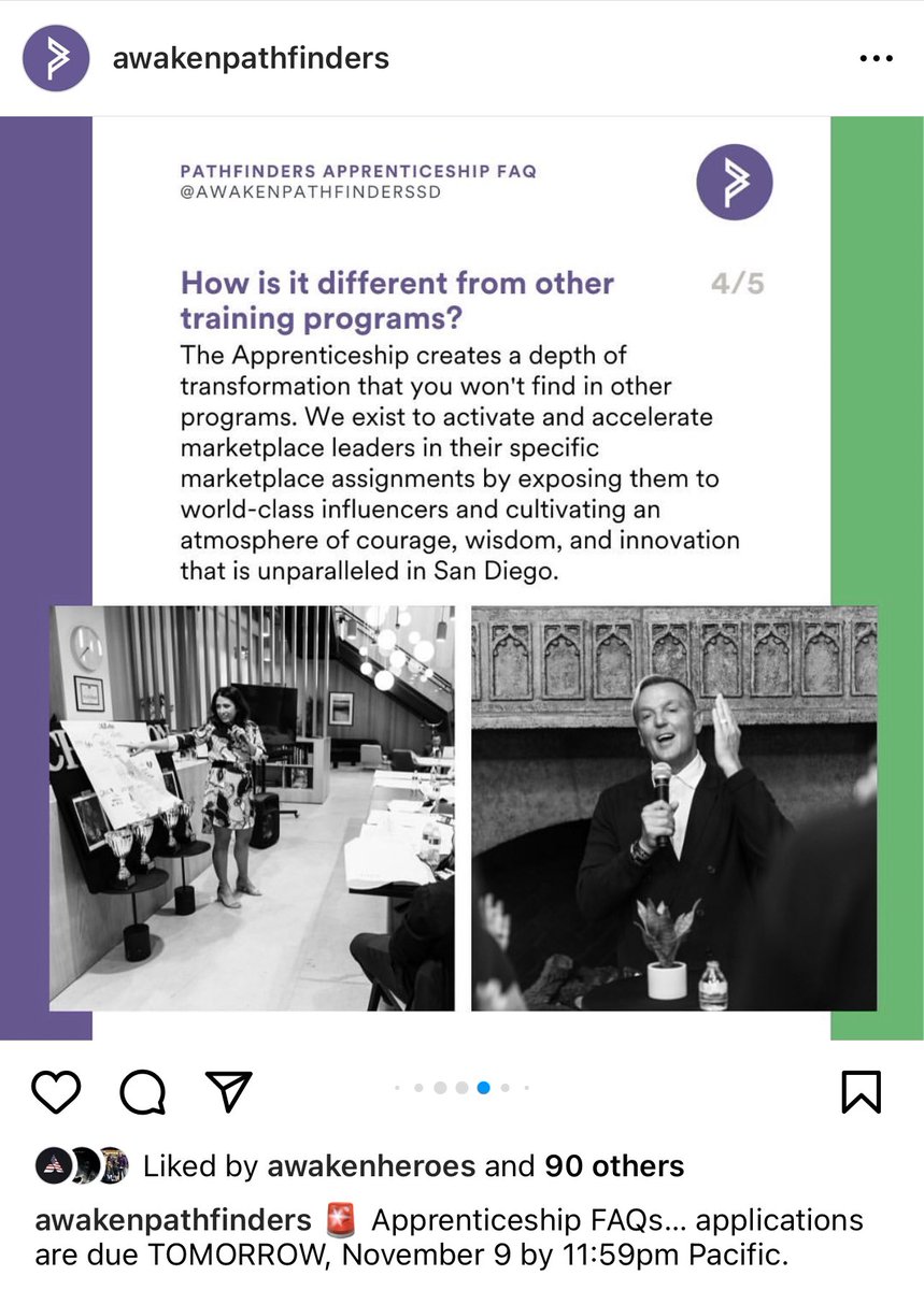 AwakenExposed's tweet photo. Check out the scam that is #AwakenPathfinders: so they will make you an expert in literally every career field?? It’s $550 a month for 5 months AND you have to serve at the March Breakfast (what??) and that last slide is just about generic and vague as you can get. #scam https://t.co/rR8SvjXmvq