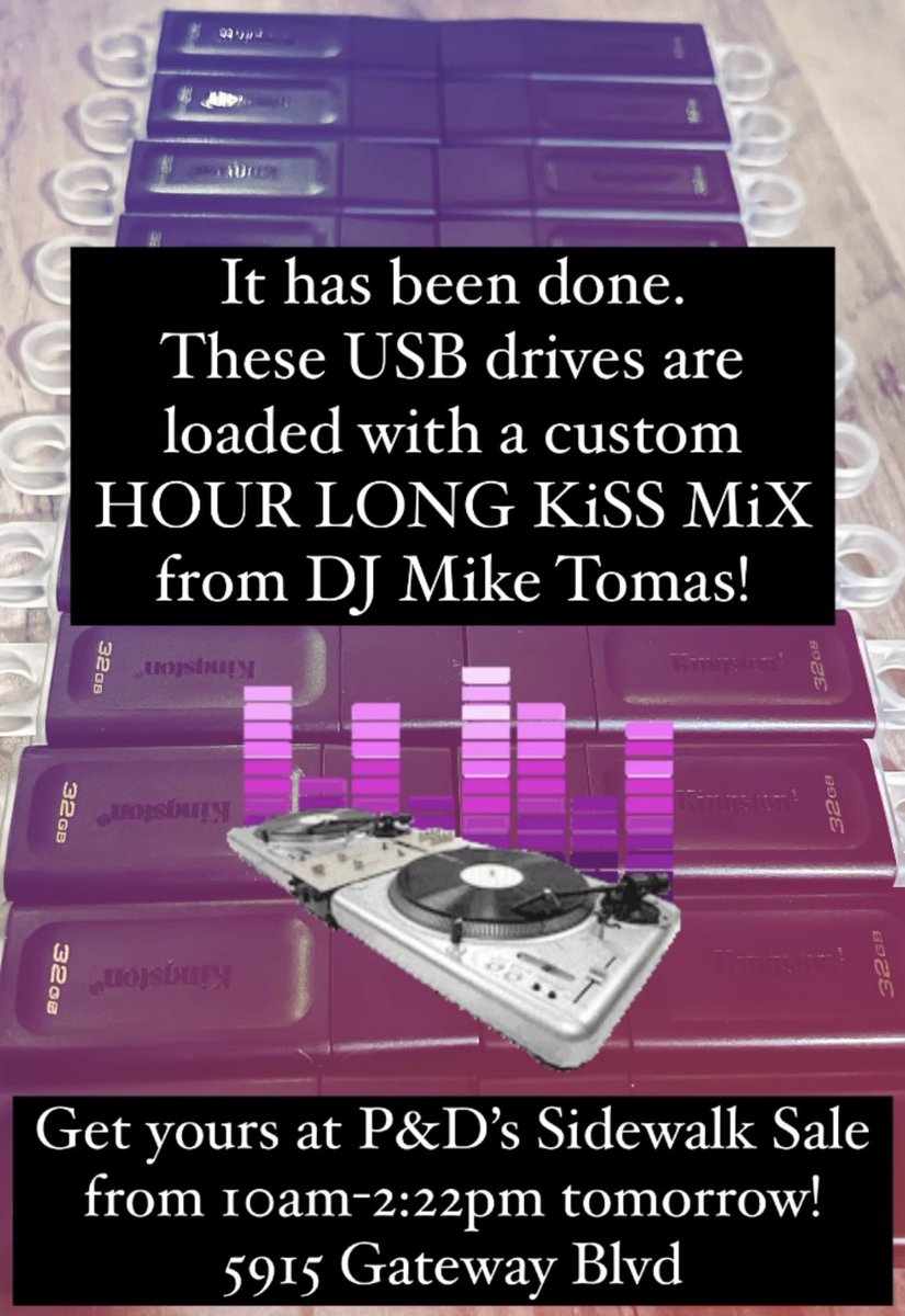 KiSSedmonton's tweet photo. Get your FREE KiSS MiX tomorrow at Pepper &amp; Dylan’s Sidewalk Sale from 10am-2:22pm @ the KiSS 91.7 studio 😎 https://t.co/I5jIWzsHCI