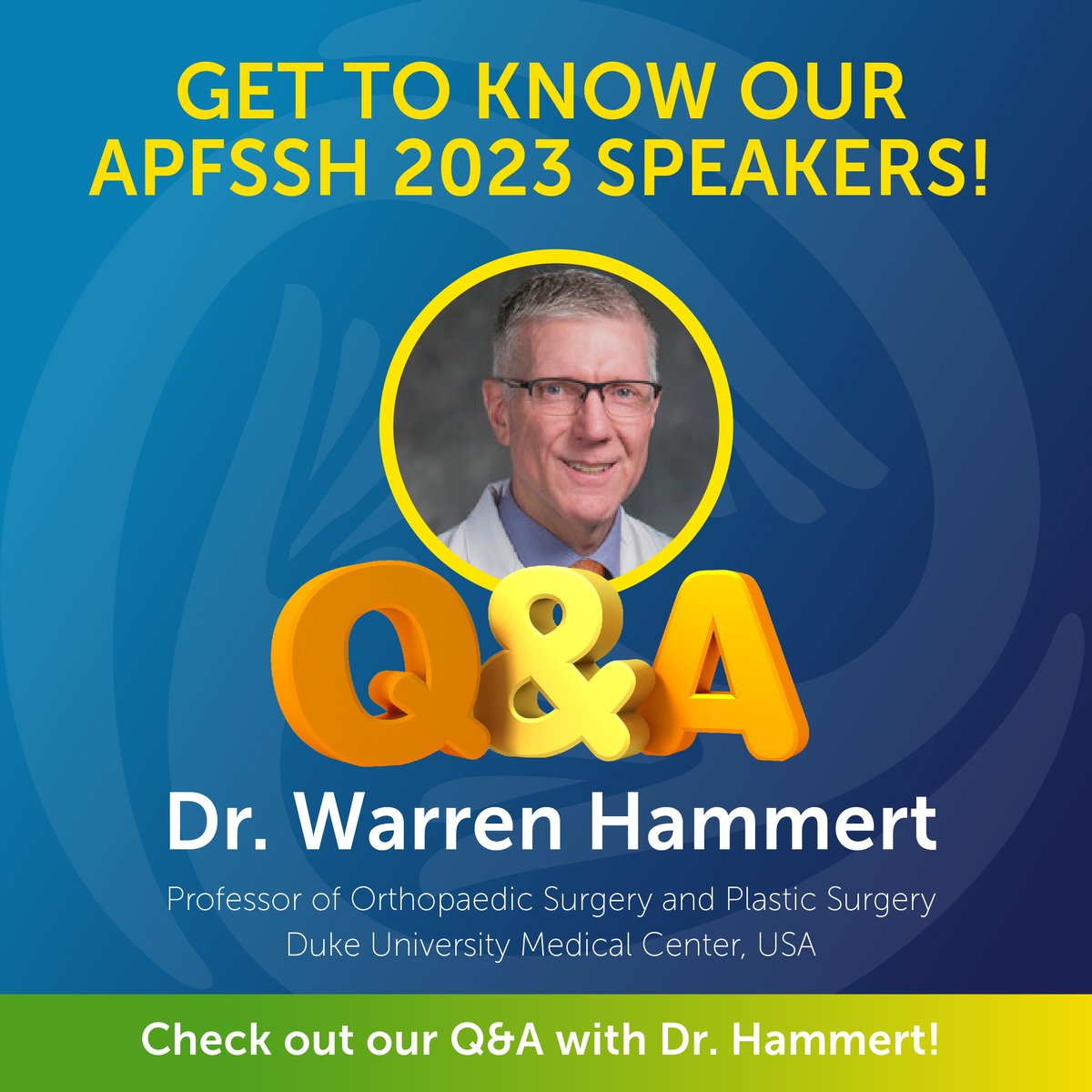 apfssh2023's tweet image. 👏 Mini Q&A with our invited speaker - Dr Warren Hammert from 🇺🇸!
Catch Dr Hammert live on 1 June & 2 June where he will be presenting on Vascular Disorders and Scaphoid Non-union at #APFSSH2023. apfssh2023.org/5vxh
#APFSHT2023 #APWA2023 #handsurgery #handtherapy