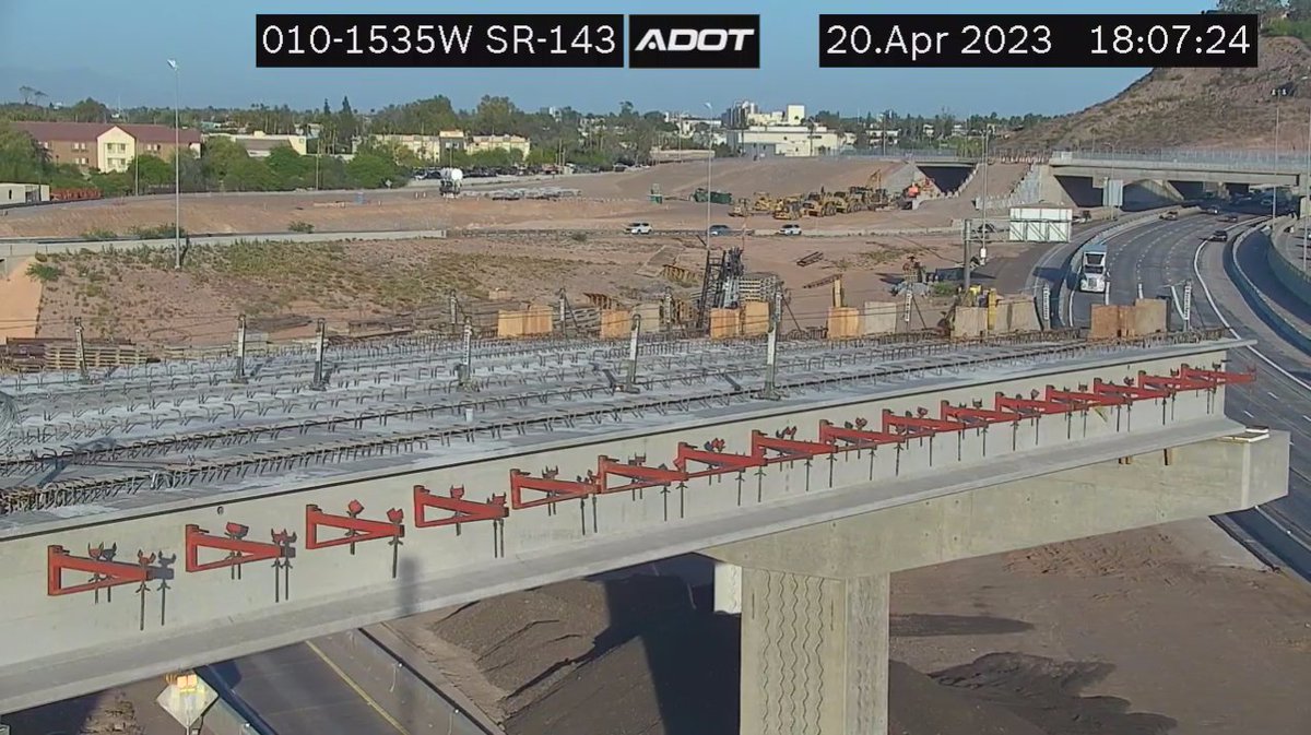 ArizonaDOT's tweet photo. THE STAGE IS SET: Heavy machinery is in place in the I-10 Broadway Curve Improvement Project area as we’re almost #ReadytoRubble! Before the bridge takedown begins, #StayAheadOfTheCurve with The Curve mobile app and https://t.co/6hKCMxiYpI for this weekend’s closure information. https://t.co/WZe7LuKvud
