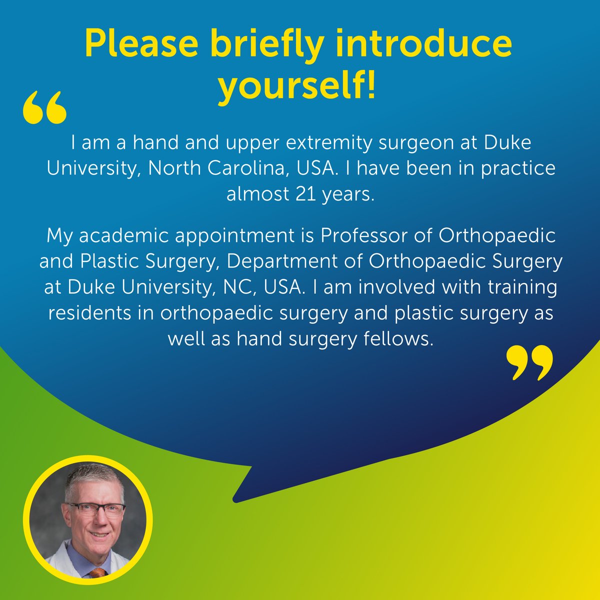 apfssh2023's tweet image. 👏 Mini Q&A with our invited speaker - Dr Warren Hammert from 🇺🇸!
Catch Dr Hammert live on 1 June & 2 June where he will be presenting on Vascular Disorders and Scaphoid Non-union at #APFSSH2023. apfssh2023.org/5vxh
#APFSHT2023 #APWA2023 #handsurgery #handtherapy
