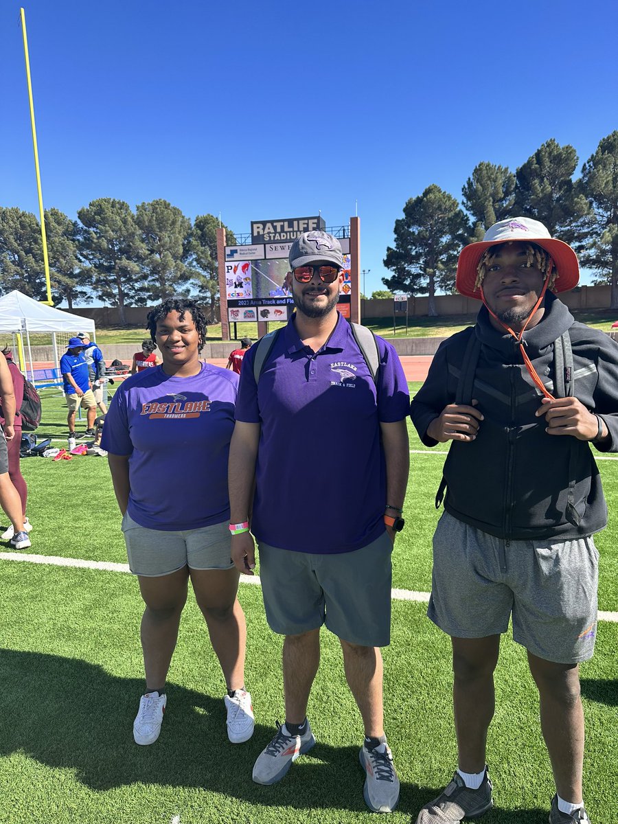 CoachSapien's tweet photo. Falcon throwing looking good for the future. Thank you Nahtasha and Vanneaya on a great season. Both of you will come back next year even stronger. A big shoutout to two of our falcon throwers @CalebEmery12 and Kiana moving on to the regional meet in Arlington. #Falconthrows https://t.co/bi19LaO68F