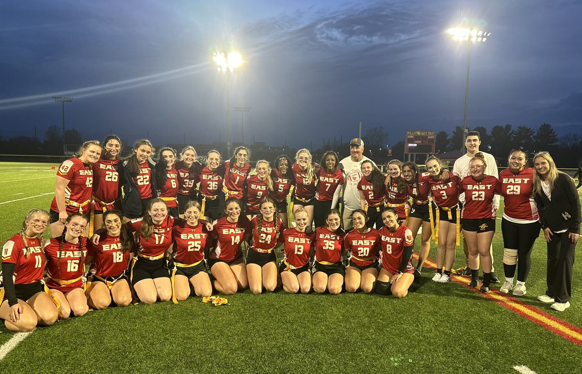 History was made tonight as Flag Football earns their first win defeating Lew-Port 39-6. Way to go ladies!!! 🏈 #GoFlames🔥