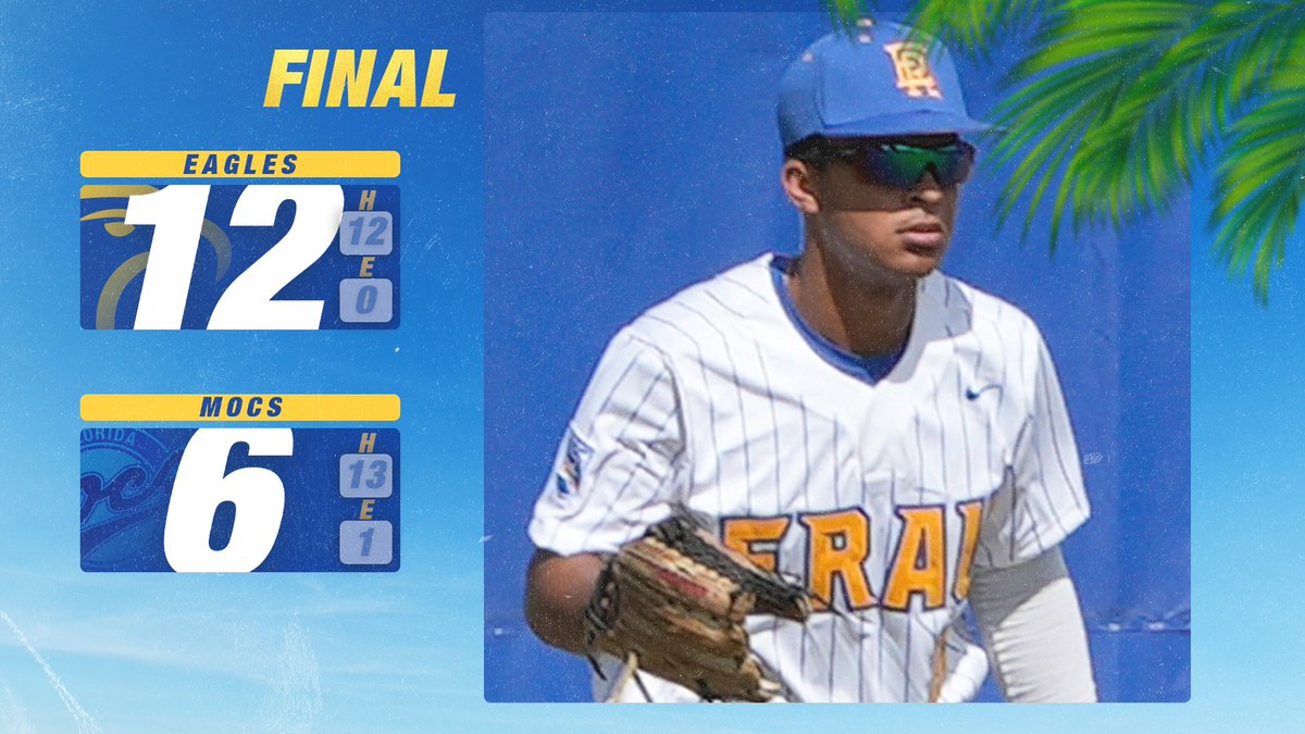 ERAUBaseball's tweet photo. Now THAT is how you start the weekend.

Eagles match their largest margin of victory against Florida Southern with a blowout road win over the Mocs in Lakeland. @alexbbritton22 registers four RBIs while @_DillyDilly13 goes 7.0 IP en route to his fourth win of 2023.

#GoERAU #DH https://t.co/1MzcX0qOYk
