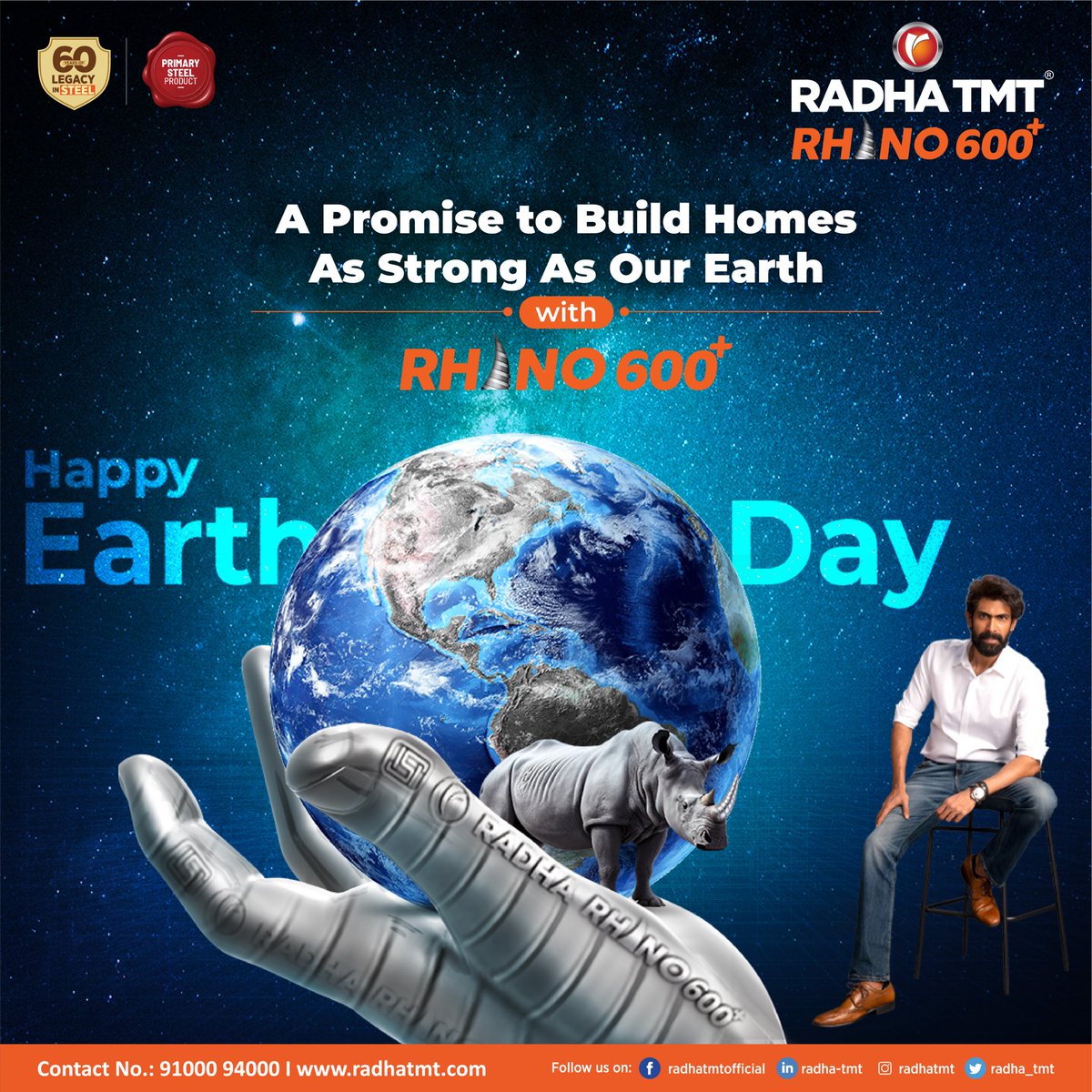 Radha_TMT's tweet photo. It's World Earth Day!
Let's together make a promise to build homes as strong as our planet. Together, we can make a better world to live in!
Check us out at: https://t.co/La1g1x0zF0
#RadhaTMT #manufacturing #Rhino600 #Strong #FE600 #TMT #WorldEarthDay #world_earth_day_2023 https://t.co/OI2wiUTU8w