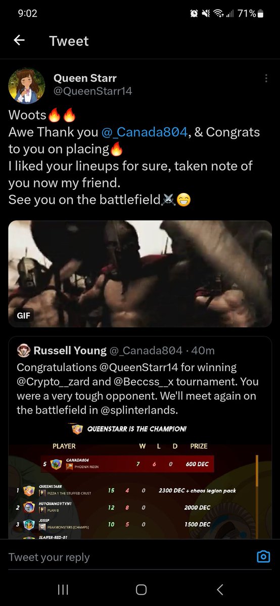 _Canada804's tweet photo. In my opinion this is the glue that makes it all work. In the @splinterlands community there is mutual respect amongst players. I may have lost but I learned something. I absolutely love playing this #TCG with everyone from around the world.
#splinterfam #battle https://t.co/0kTKGsHLc7