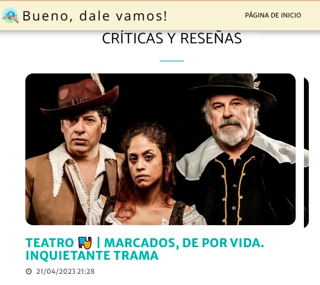 🎭 MARCADOS DE POR VIDA

🎉 No dejes que te la cuenten,
leé ⤵la crítica de @stian_domz 
@BDALEVAMOS ⤵️
bit.ly/3otDEvD

Prensa @tehagolaprensa
Funciones: Viernes 20:30 hs.

#marcadosdeporvida #dramaturgia #teatro20223
#buenosaires #teatroelojo #criticateatral