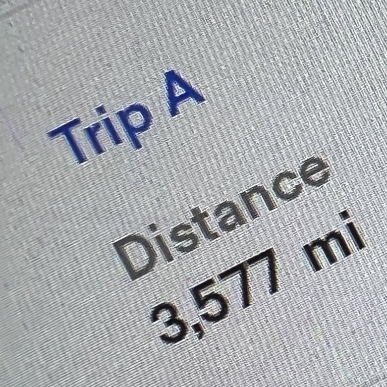 PlaidSyrup's tweet photo. Mission accomplished!  #Starship #GigaTexas and dinner with friend. 3,577 miles almost all on #FSDBeta. https://t.co/fysaAWb6dO